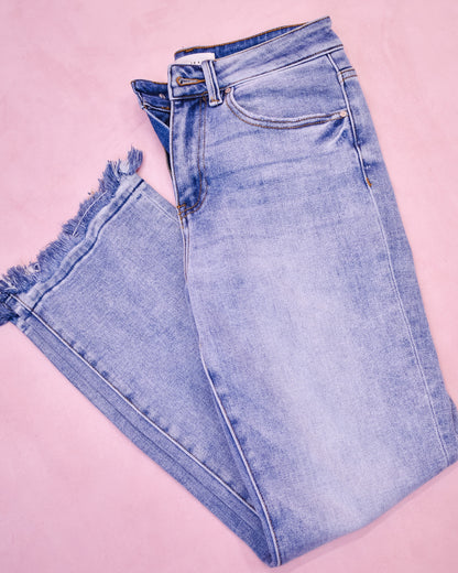 RISEN Distressed Straight Slim Jeans
