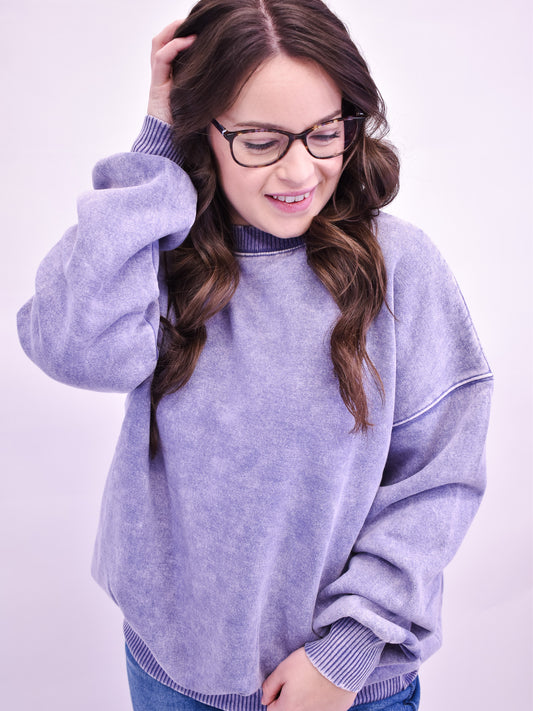 Calm Energy Acid Wash Fleece Pullover