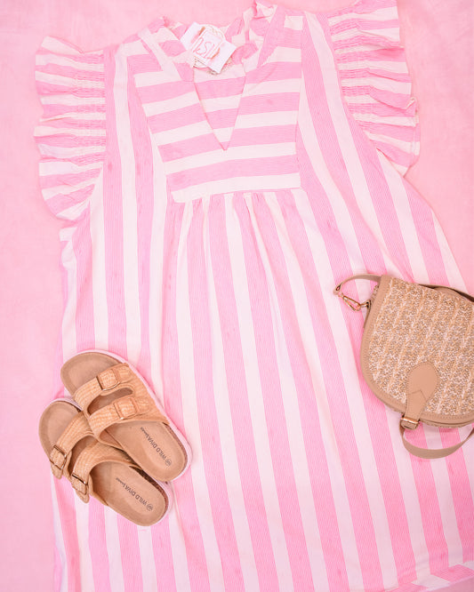 Curvy Striped Soul Cap Sleeve Mini Dress