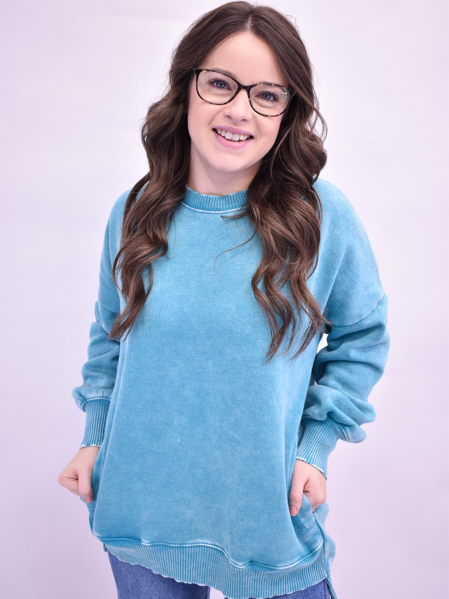 Change It Up Acid Wash Fleece Pullover