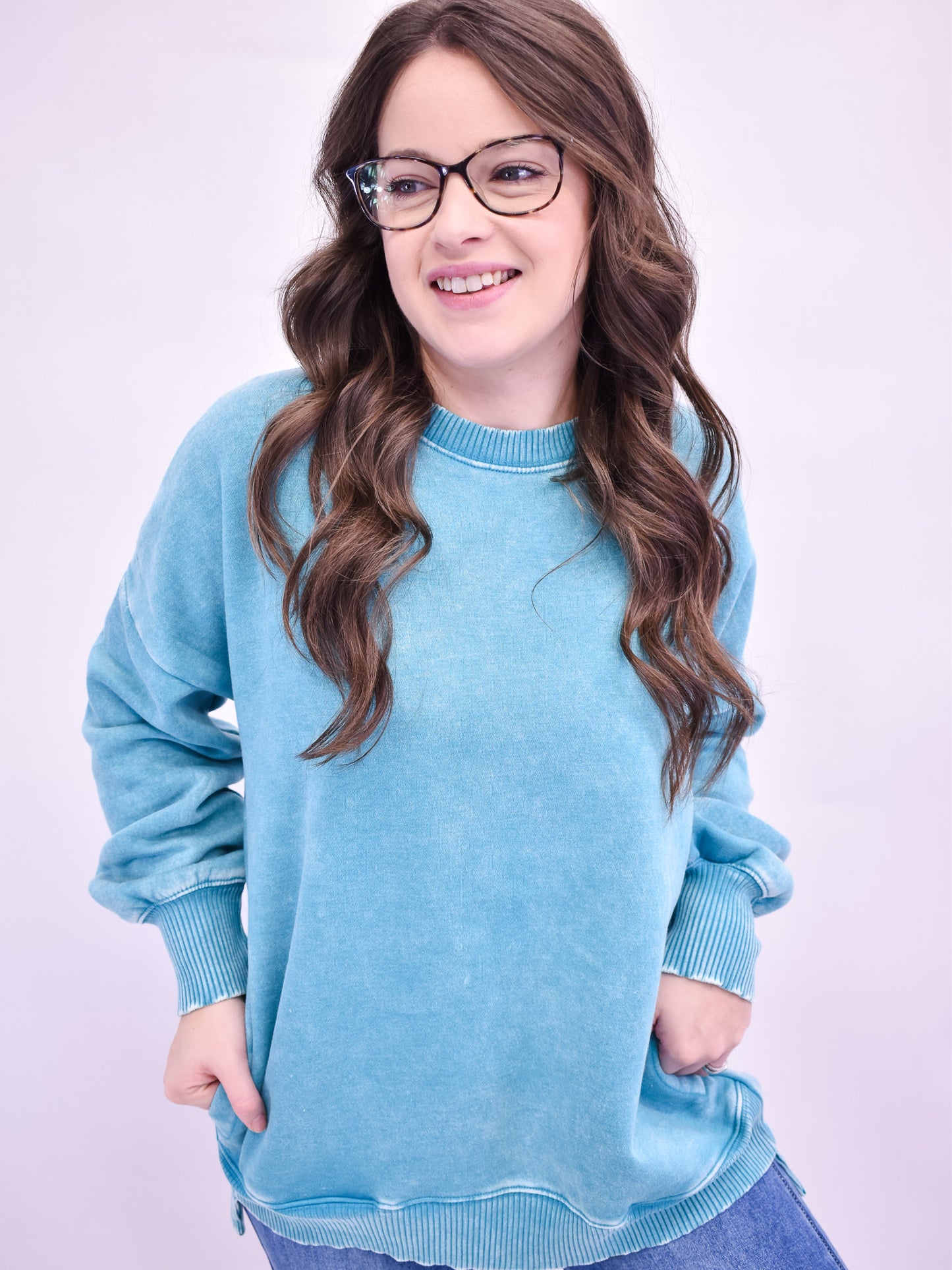 Change It Up Acid Wash Fleece Pullover