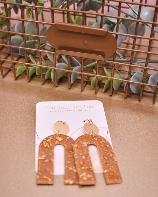 Gold Flake Arch Earrings