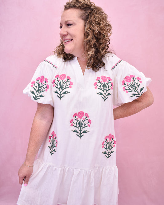 Embroidered Eden Mini Floral Dress