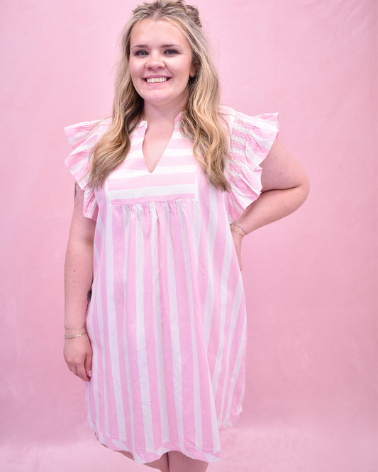 Curvy Striped Soul Cap Sleeve Mini Dress