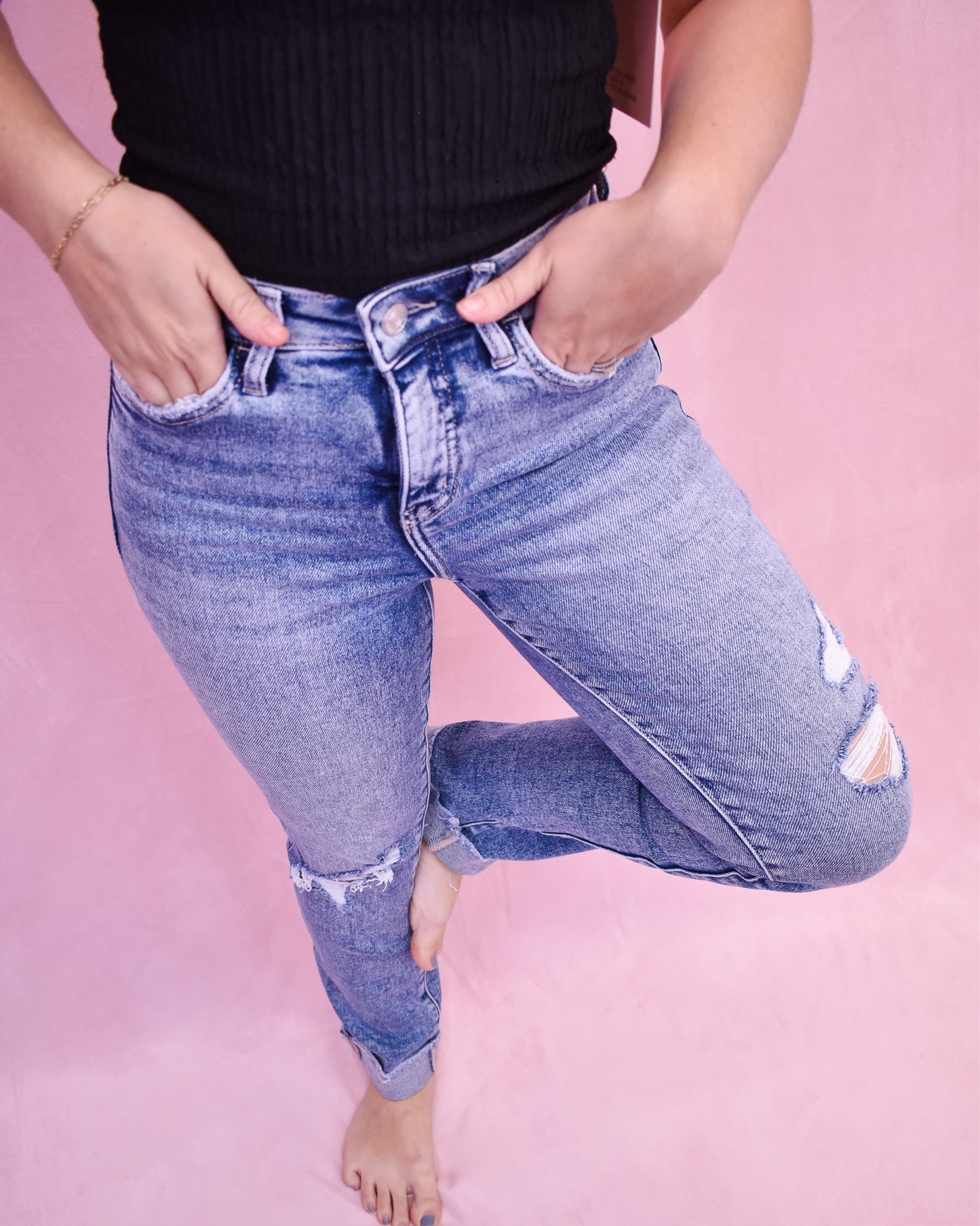 Lovervet High Rise Cuff Slim Straight Jean