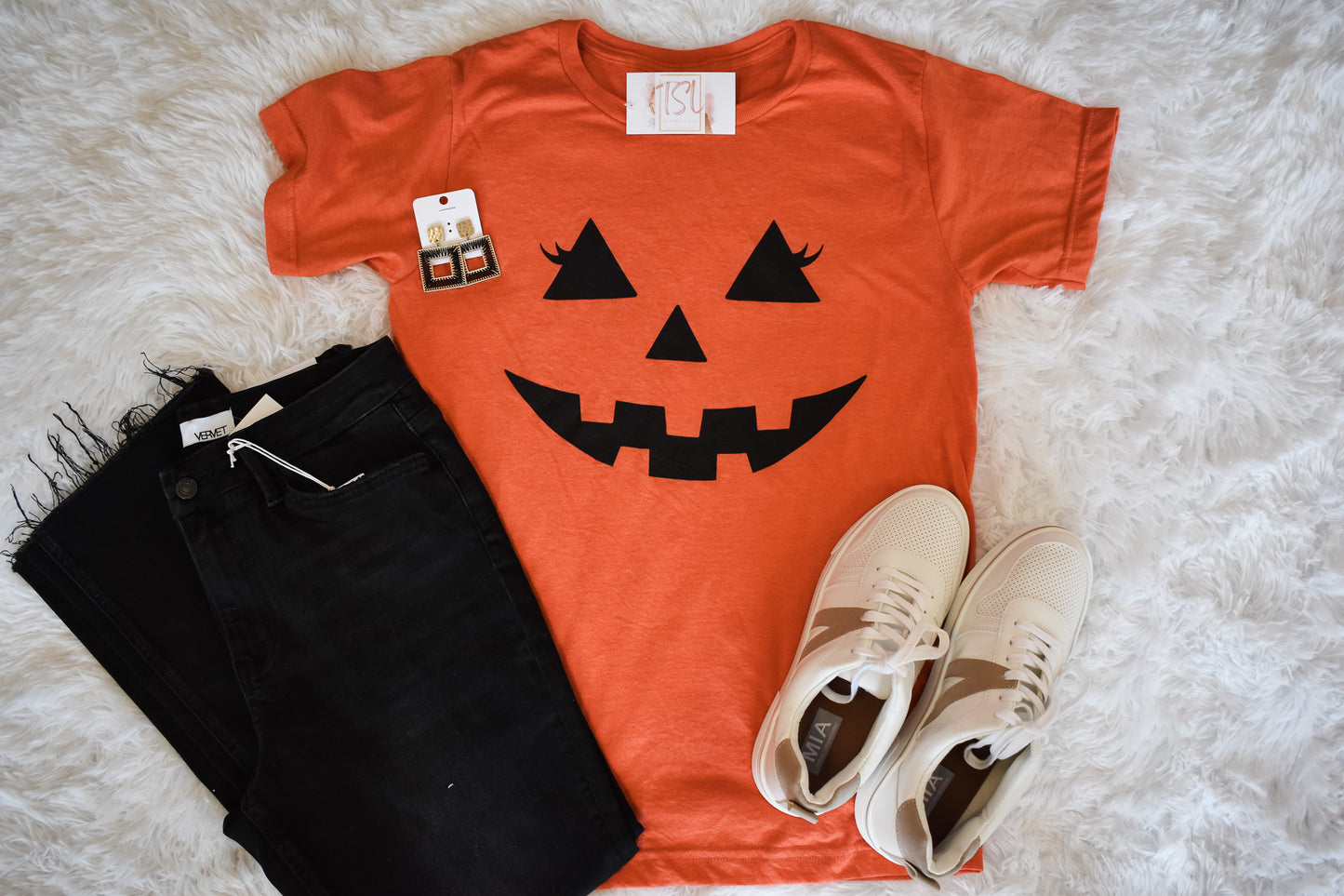 Cute Spooky Pumpkin Face Graphic Tee