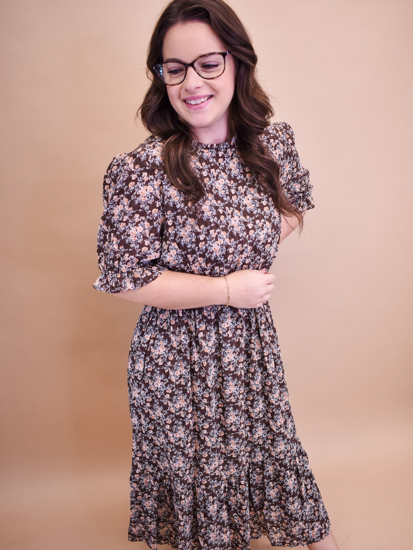 Dear Diary Textured Print Midi Dress
