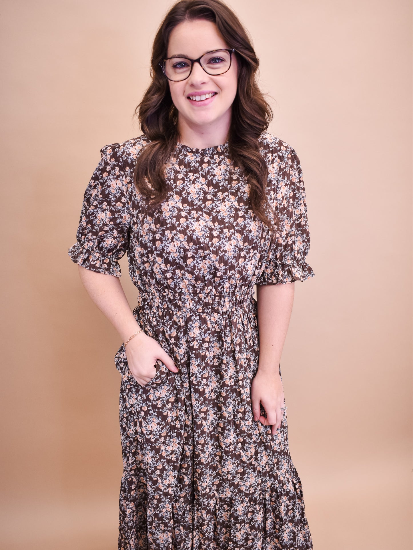 Dear Diary Textured Print Midi Dress