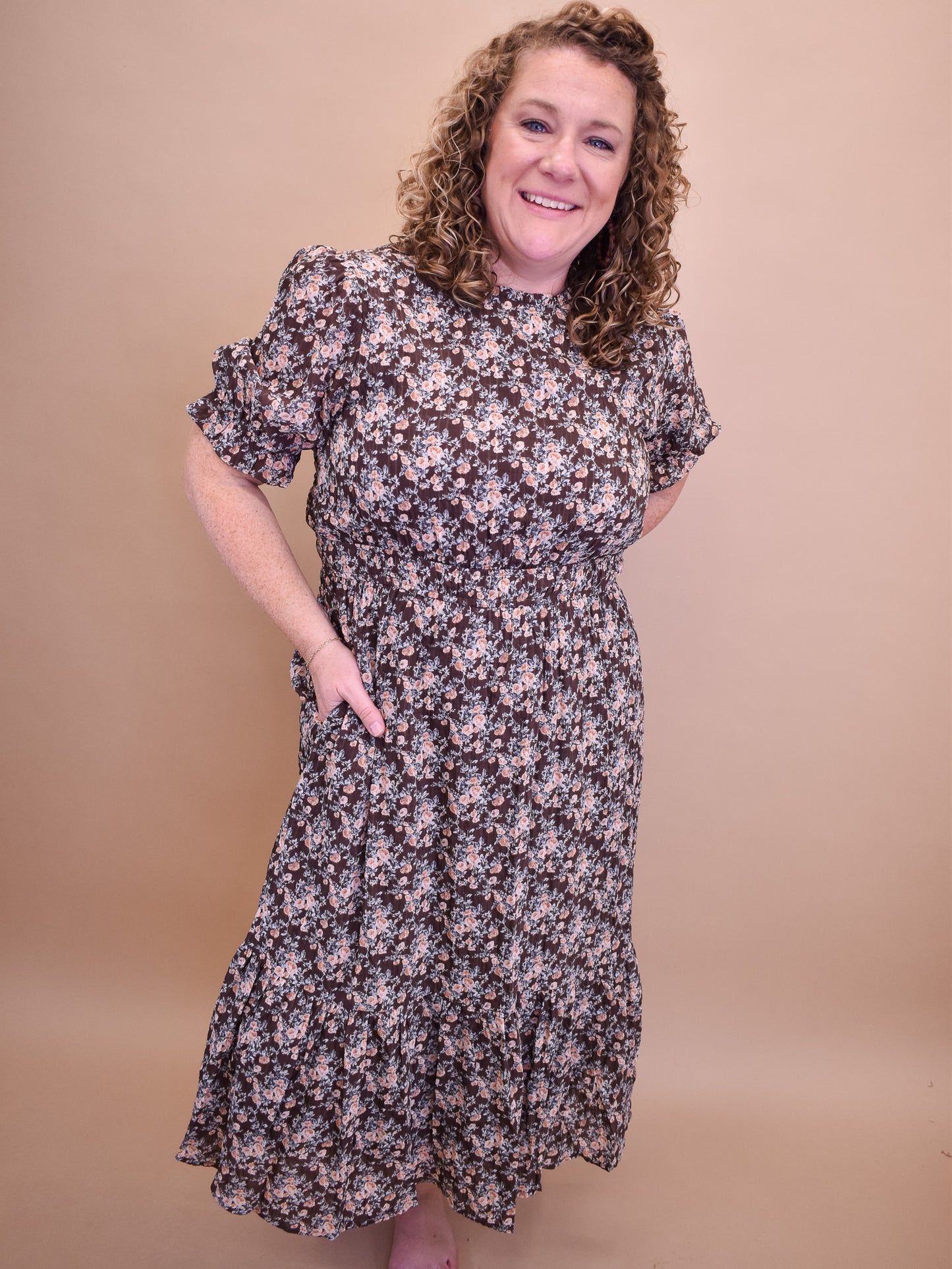 Dear Diary Textured Print Midi Dress
