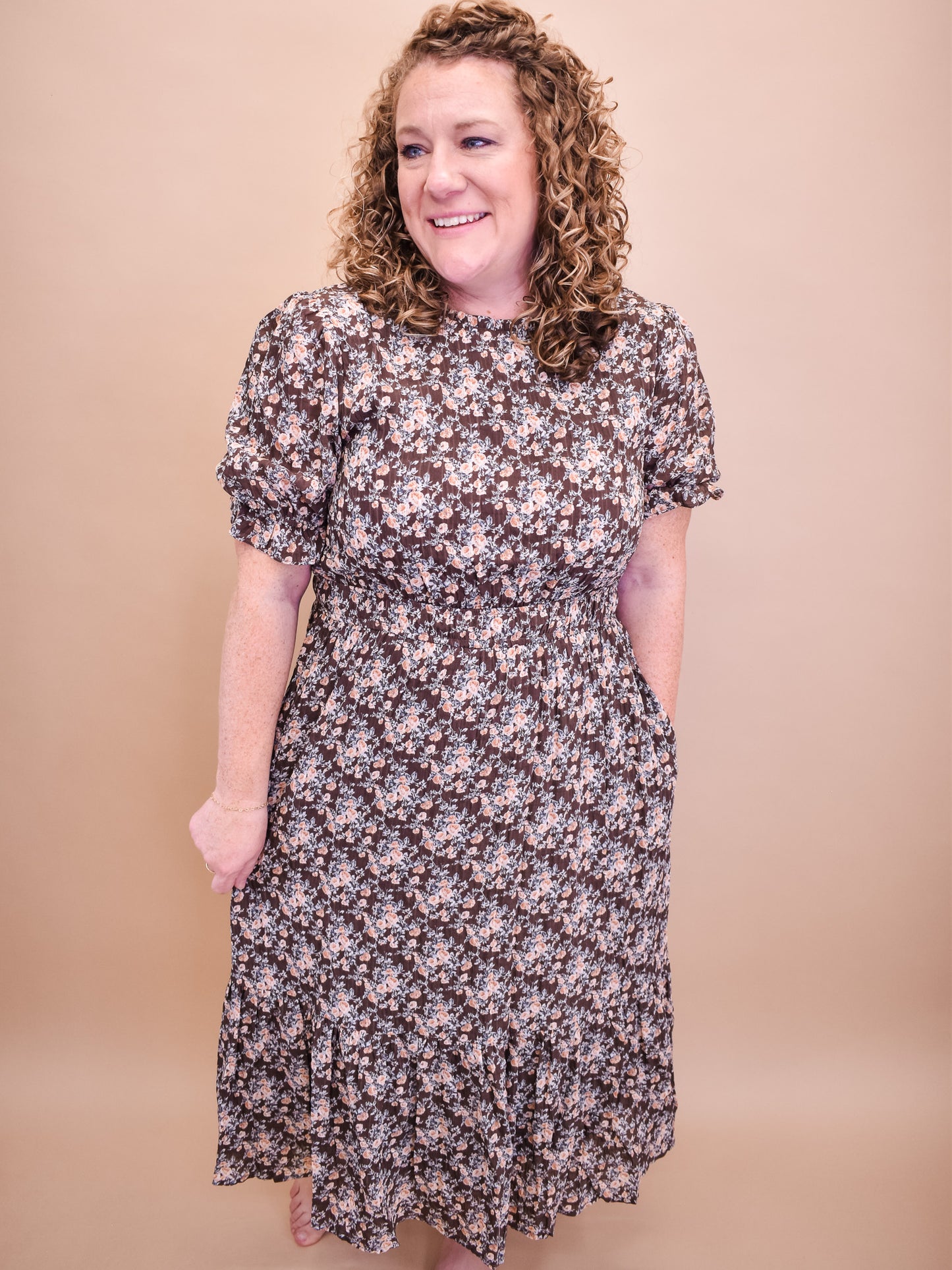 Dear Diary Textured Print Midi Dress