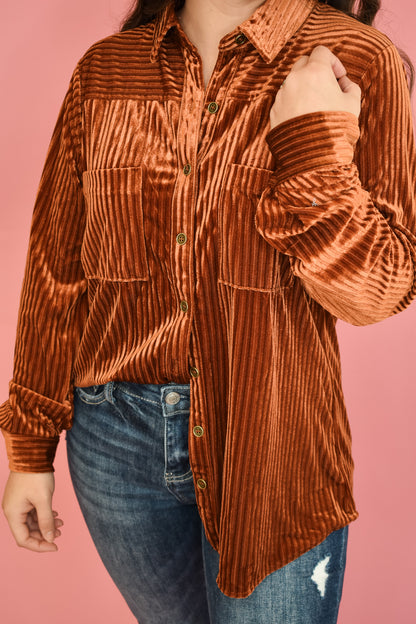 When I see You Velvet Button Down Top