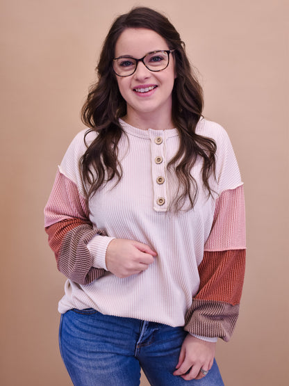 Wanting More Ribbed Colorblock Top