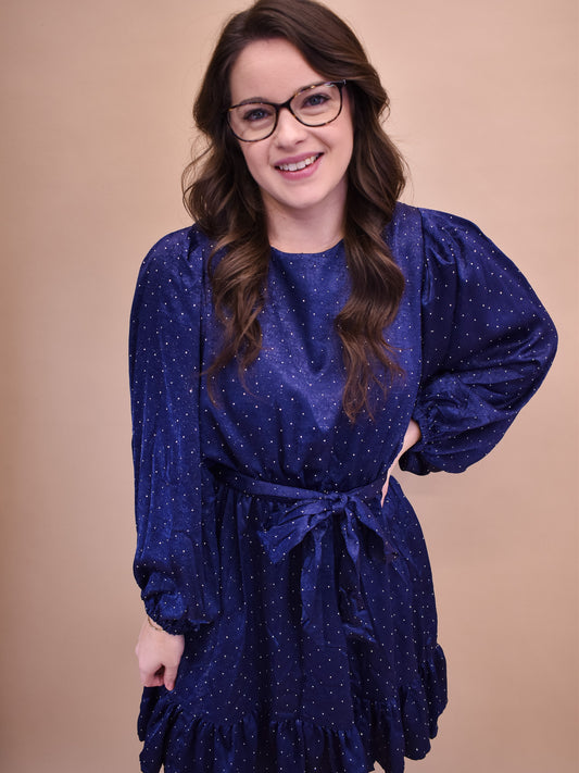 Through The Years Rhinestone Satin Dress