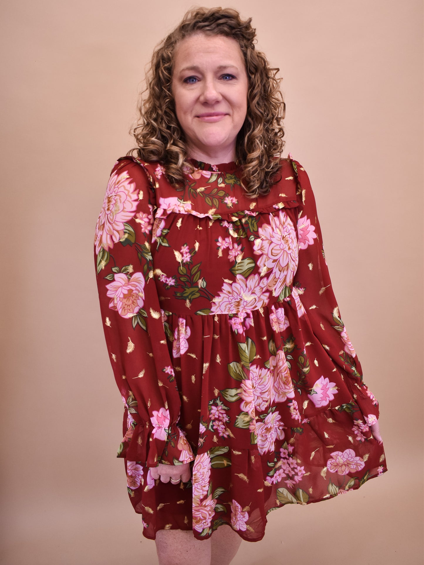 This Is Why Gold Foil Floral Dress