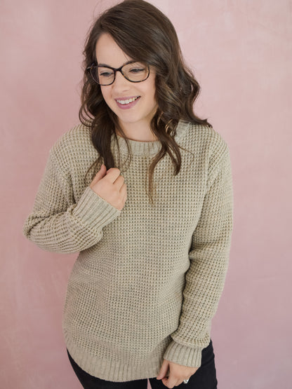 Trying Your Best Waffle Knit Sweater
