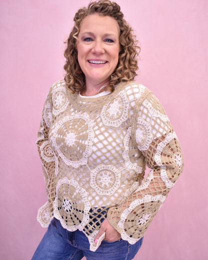 Dainty Darling Scallop Hem Crochet Top