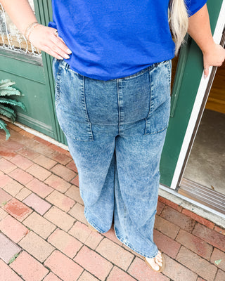 dark mineral washed wide leg jeans