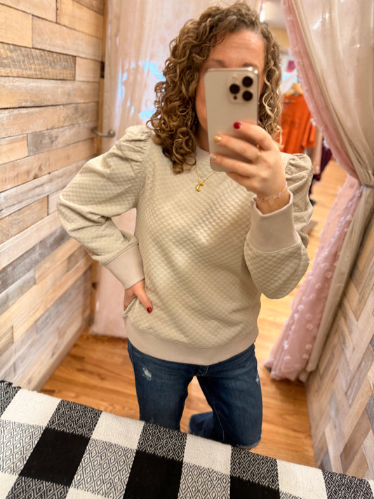 Feeling Lighthearted Textured Puff Sleeve Top