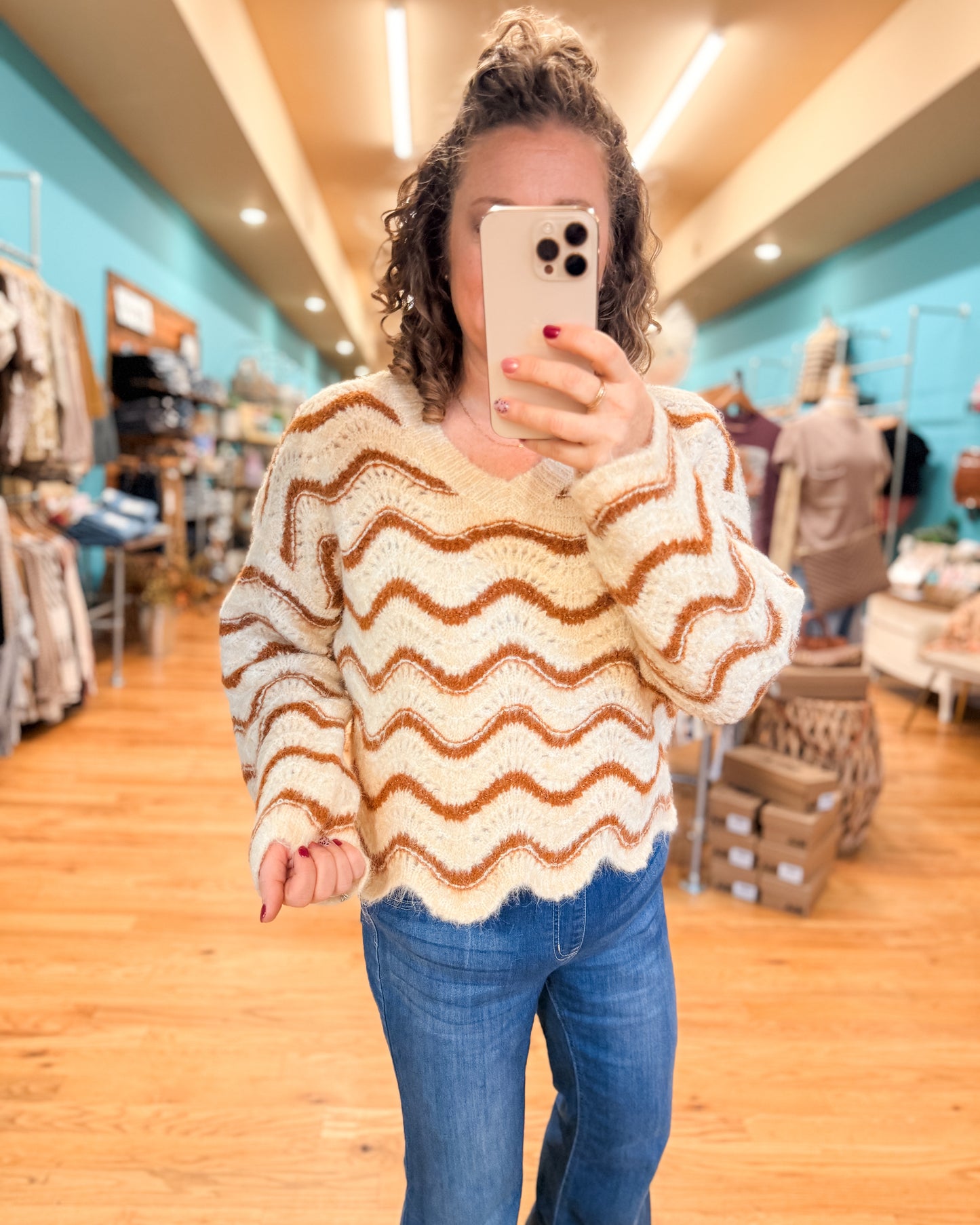 Fireside Cozy Wavy Stripes Sweater