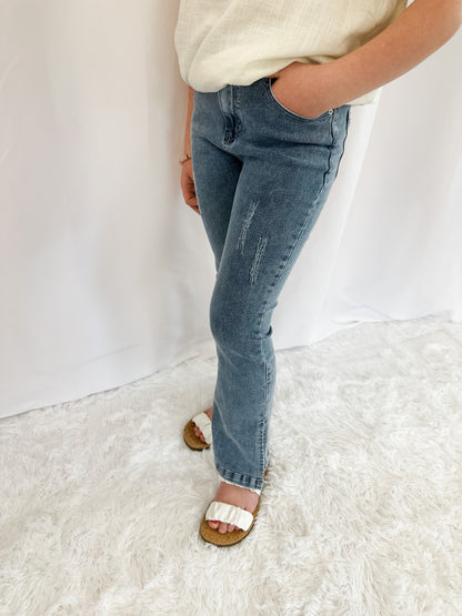 Girl's Distressed Bootcut Jeans