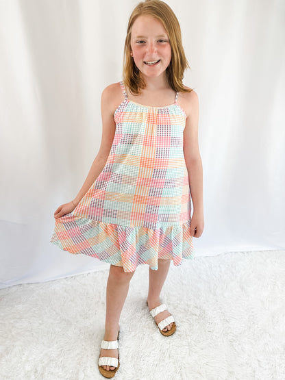 Girl's Mixed Checker Tank Dress