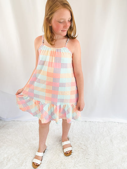 Girl's Mixed Checker Tank Dress