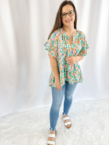 Chase The Wind Mixed Print Top