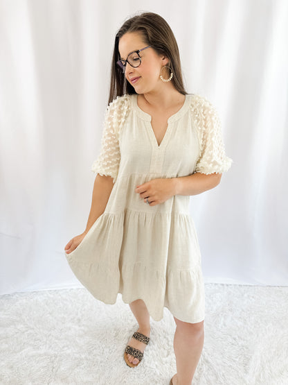 Floral Applique Linen Dress