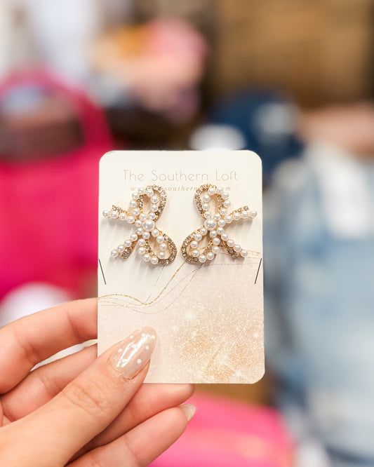 Pearl & Rhinestone Studded Earrings