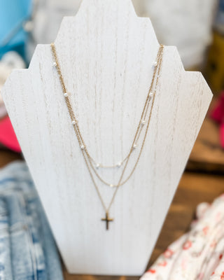 Grace & Pearl Stainless Steel Layered Cross Necklace