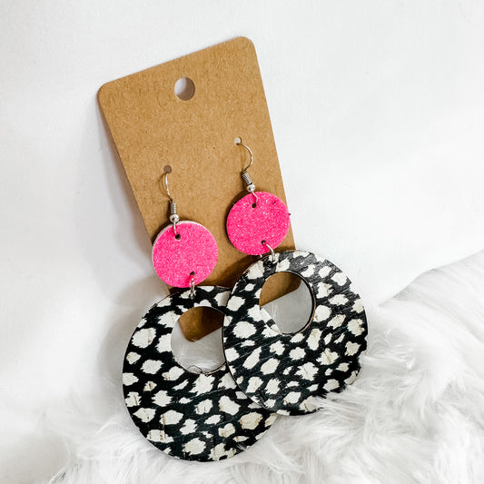 Pop Of Pink Leopard Drop Earrings