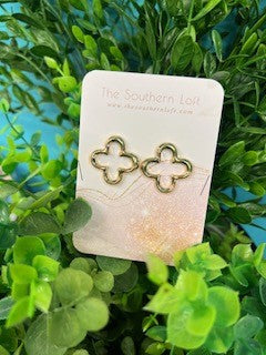 Hollow Clover Post Drop Earrings