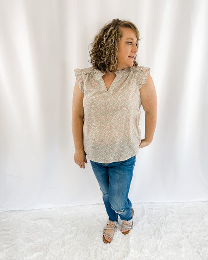 Open The Doors Ruffle Sleeve Top