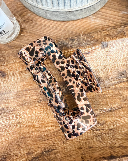 Leopard Print Rectangle Hair Claw Clip