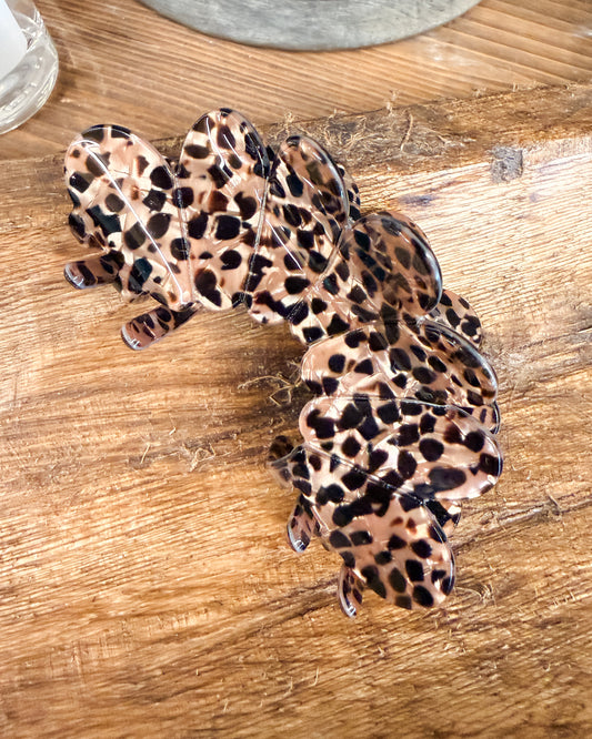 Jumbo Leopard Print Oval Hair Claw Clip