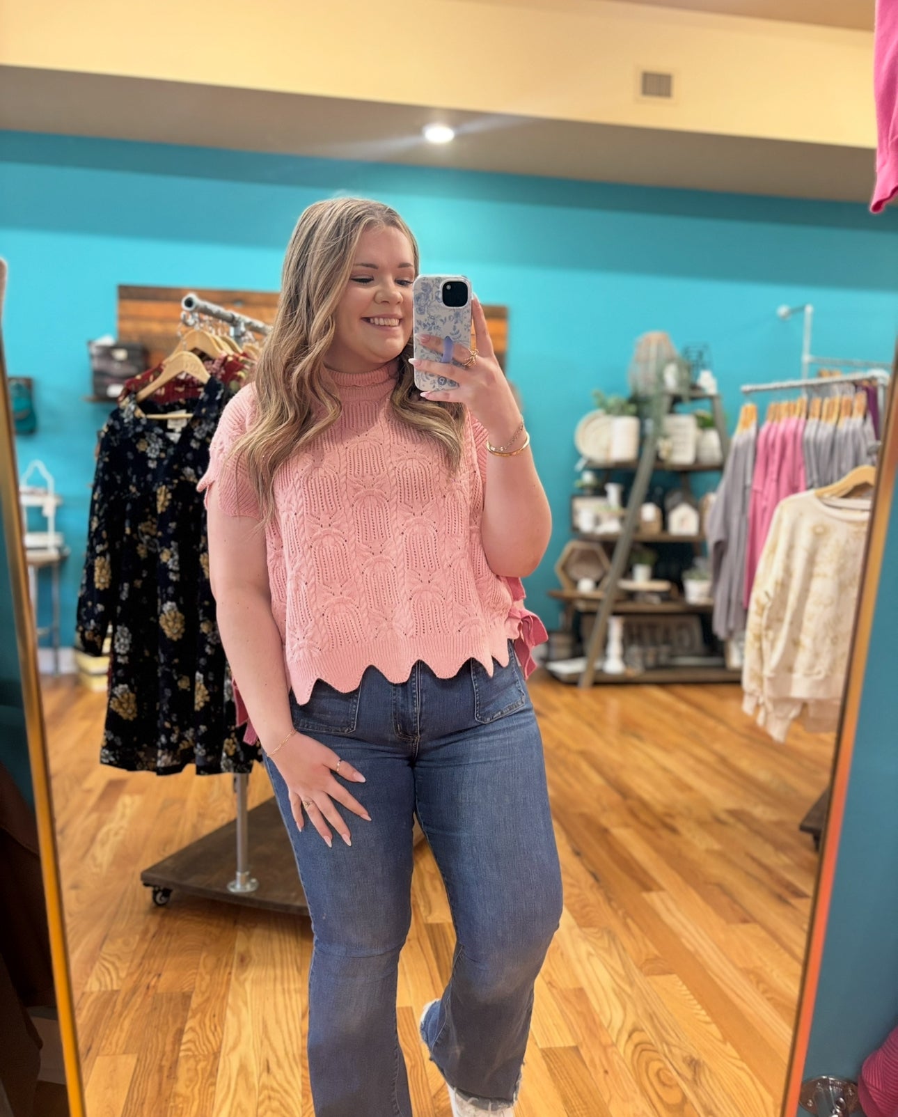 Scalloped Daydreams Side Tie Spring Sweater
