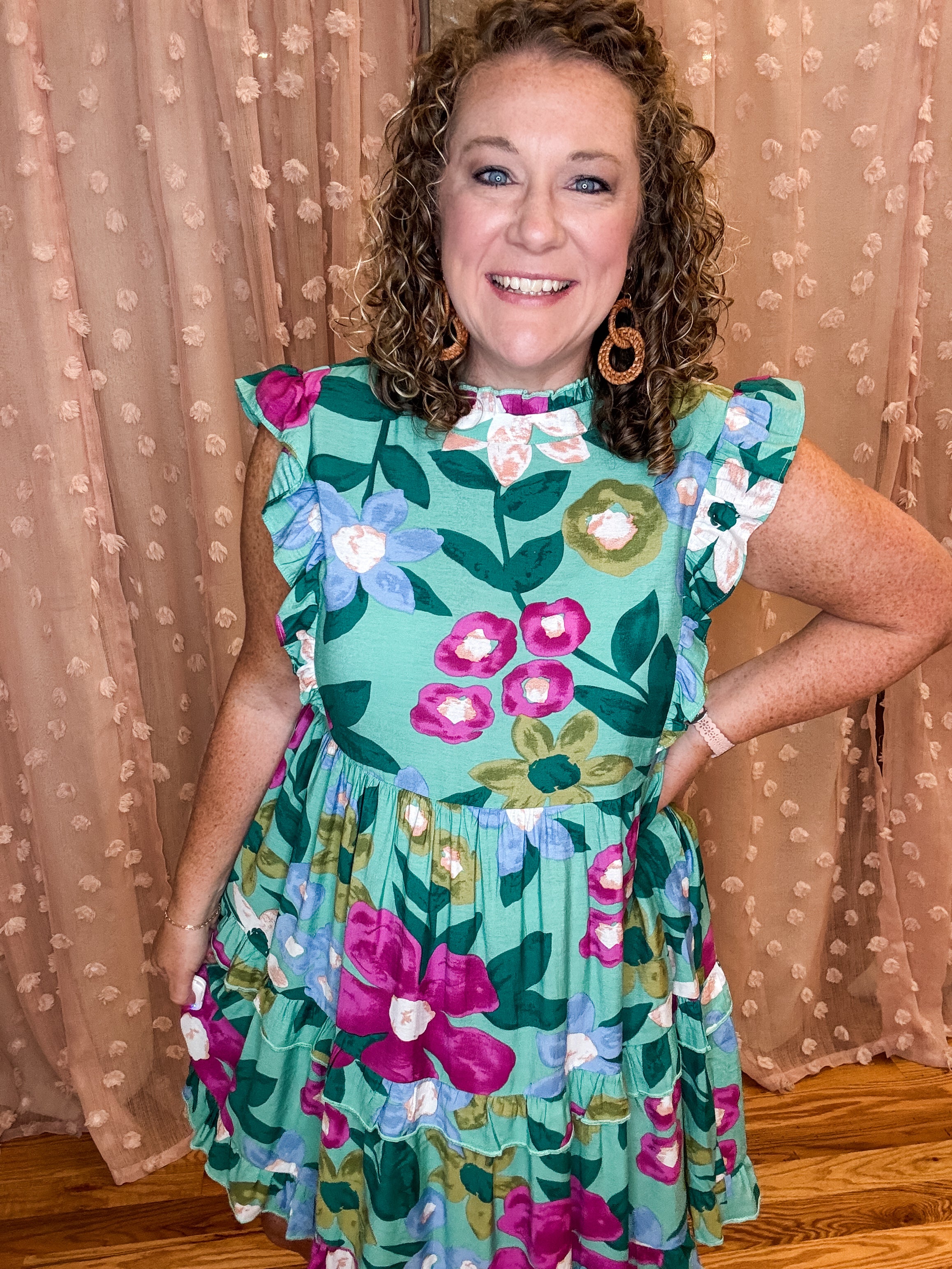Loft green floral dress deals