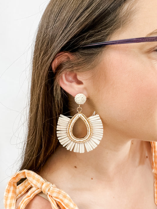Teardrop Raffia Earrings