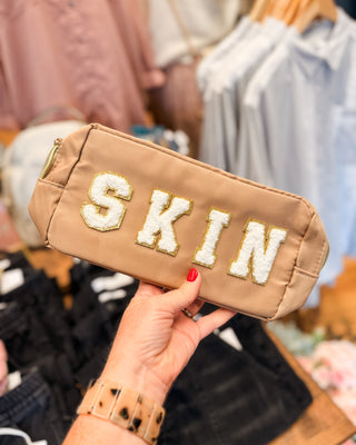 Preppy Patch Nylon Cosmetic Bags