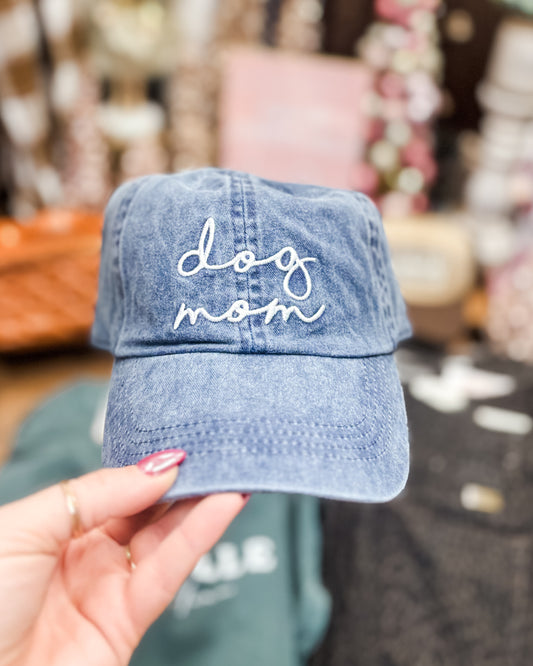 Dog Mom Embroidery Navy Hat