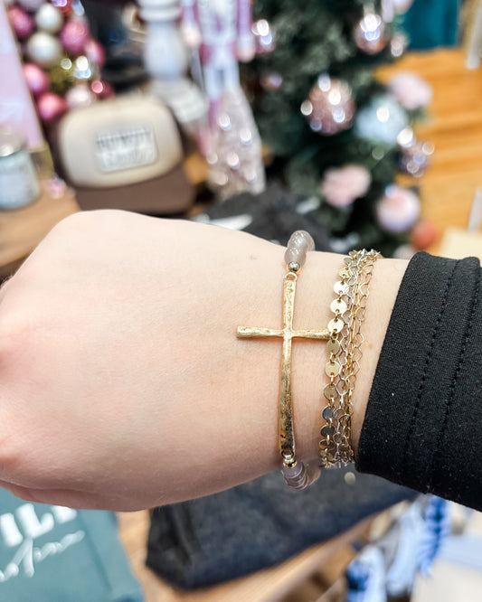 Faith Can Move Mountains Beaded Cross Bracelet