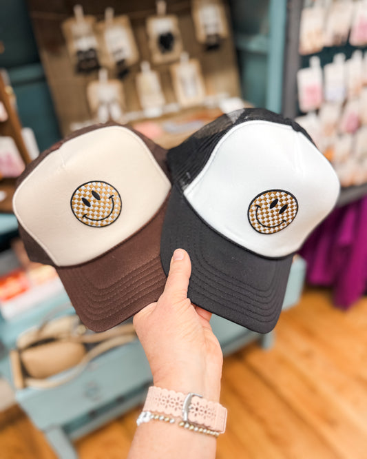 Because I'm Happy - Checkered Patch Trucker Hat