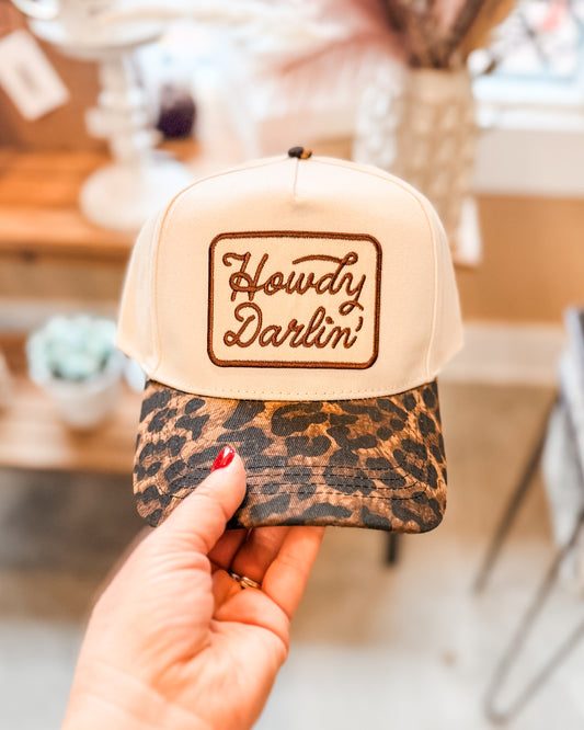 Howdy Darlin' Leopard Brim Canvas Snapback Hat