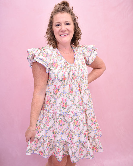 Joyful Smile Vintage Floral Print Dress