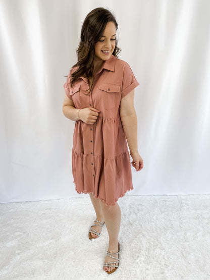 Let It Happen Button Down Dress