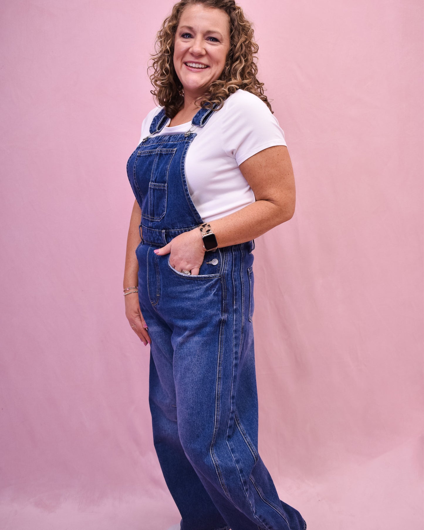 barrel leg denim overalls