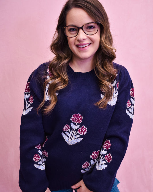Midnight Frost Blossom Sweater