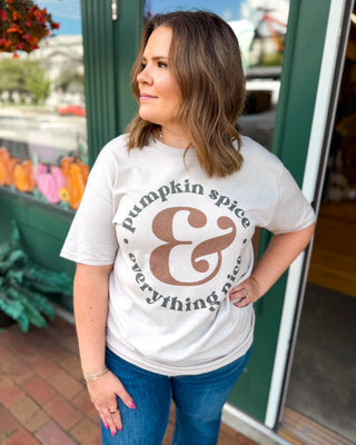 Pumpkin Spice & Everything Nice Sublimation wash graphic Tee