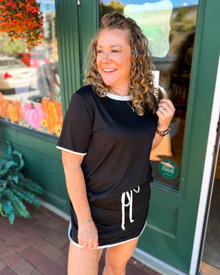 Saturday Lineup Striped Skort Set gamdeday skort set in black