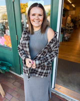 a sleeveless midi tshirt style dress with side slit